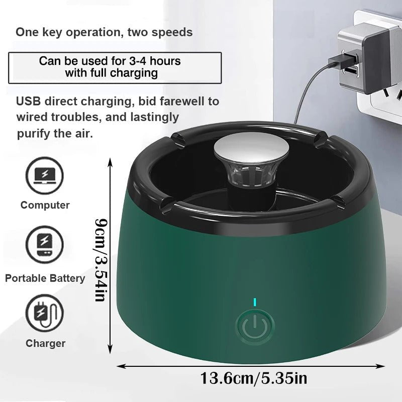 Bærbar Røgfri Askebæger med Duftfilter og USB-Opladning