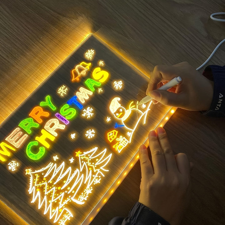 USB LED Meddelelsesbord med Tørbar Akryloverflade og 12 Farverige Markører