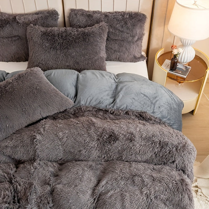 Luksuriøst Ultra Blødt Plush Dynebetræk Sæt med Lynlås