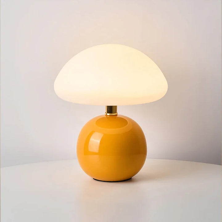 Fransk Creme Svampe Bordlampe med Justerbart LED Lys