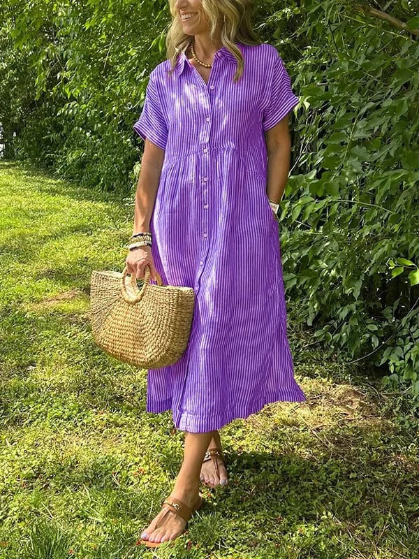 Corinne™ | Stribet Skjorte med Knapper