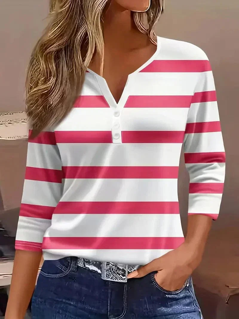 Amelia™ | Stribet V-Hals Top