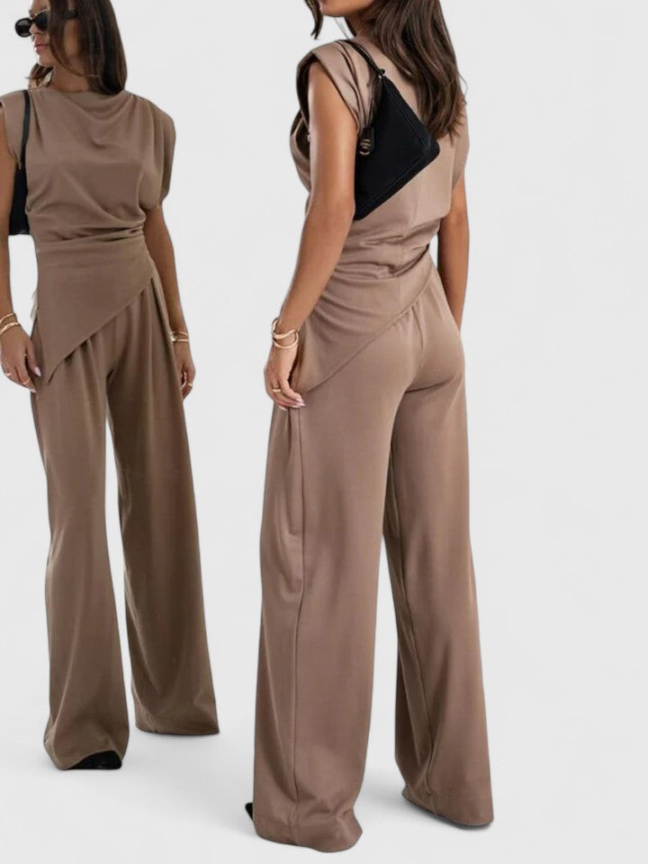 Laiza | Kvinders Draperet To-dels Sæt Bredbenede Bukser Festoutfit