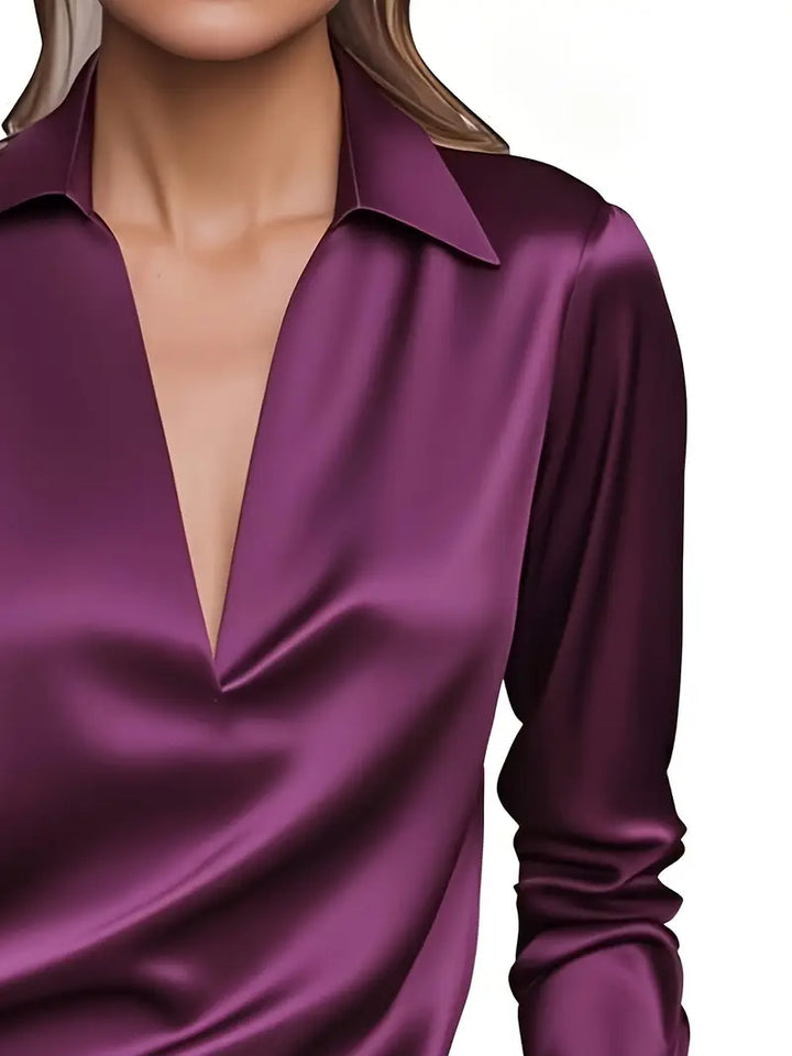 Eva™ | Luksus Satin V-Hals Bluse