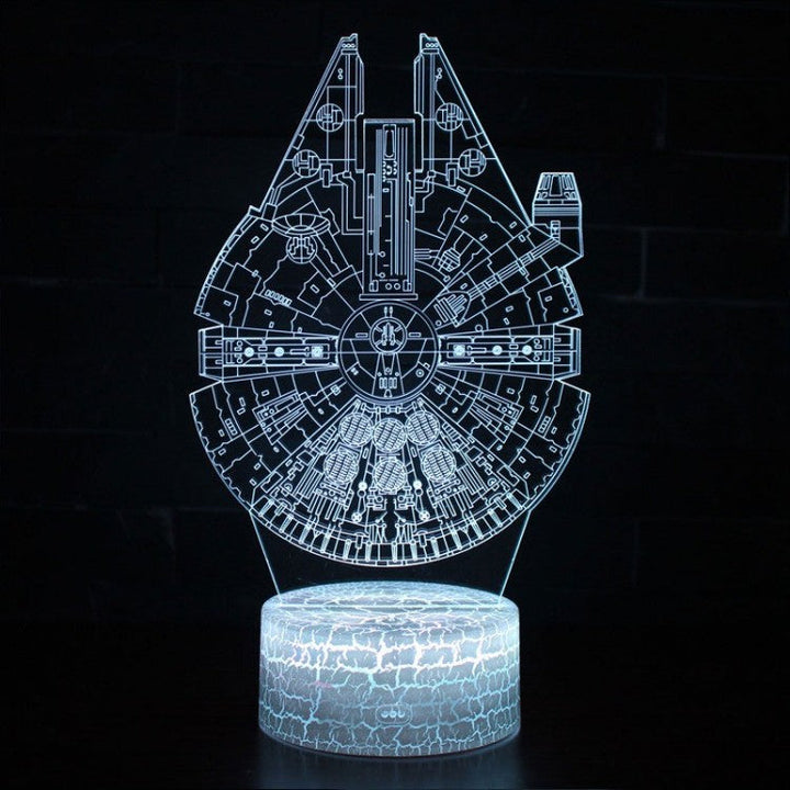 3D Millennium Falcon LED Lampe med Multifarvet Lys