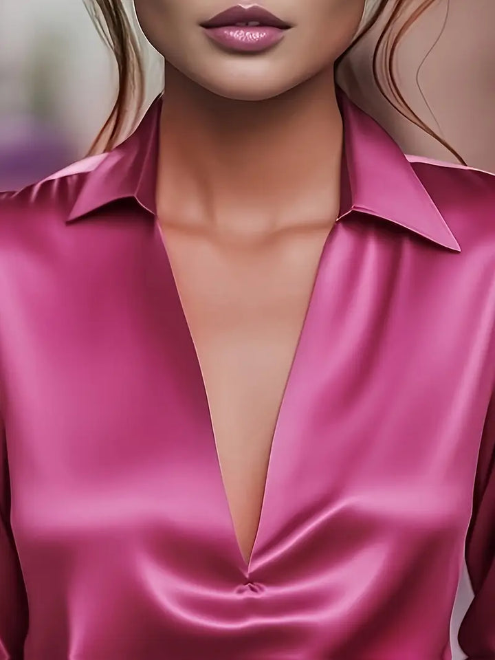 Eva™ | Luksus Satin V-Hals Bluse