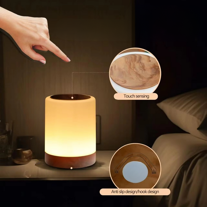 Farveskiftende Touch Bordlampe med Fjernbetjening og Genopladeligt Batteri
