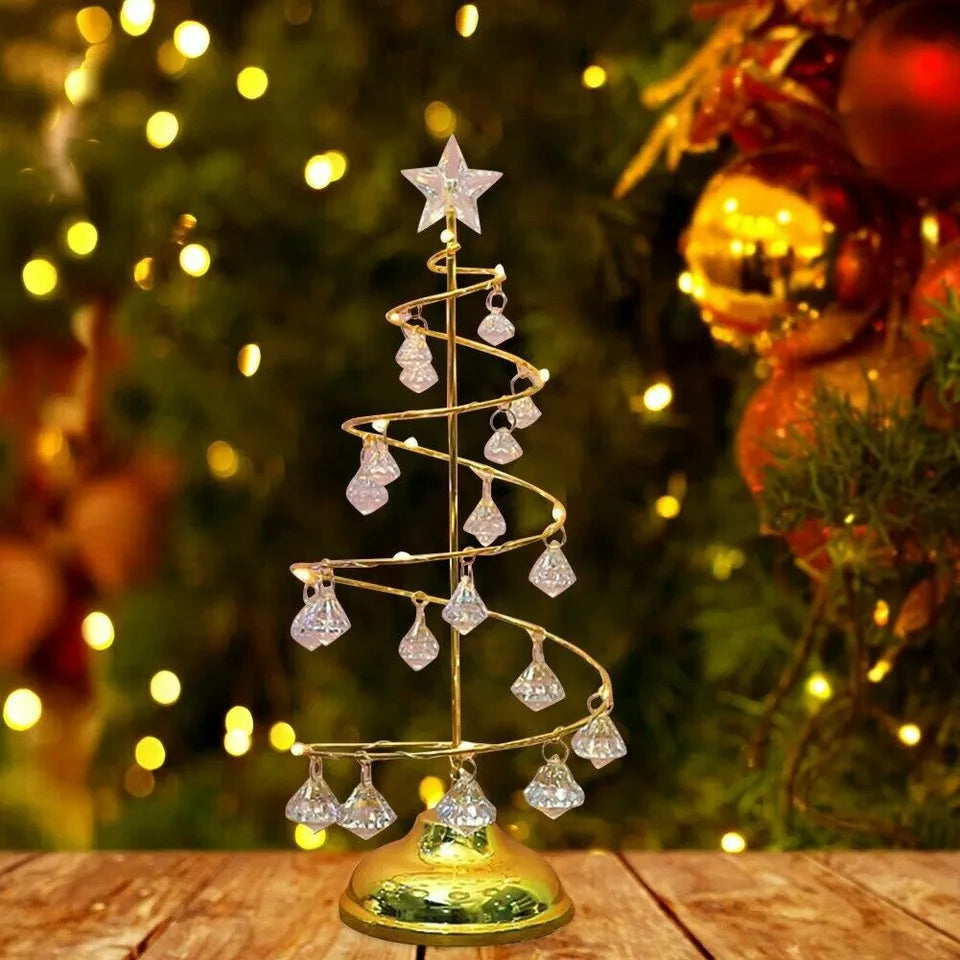 LED Spiral Julebordlampe med Krystal Accenter