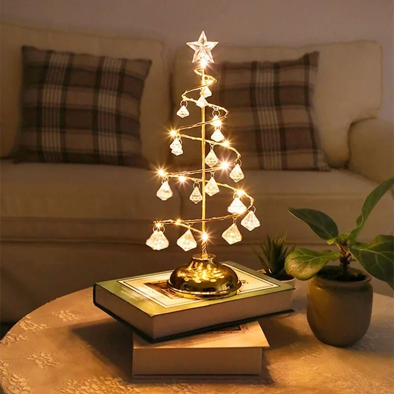 LED Spiral Julebordlampe med Krystal Accenter
