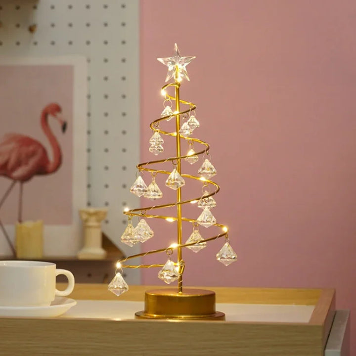 LED Spiral Julebordlampe med Krystal Accenter