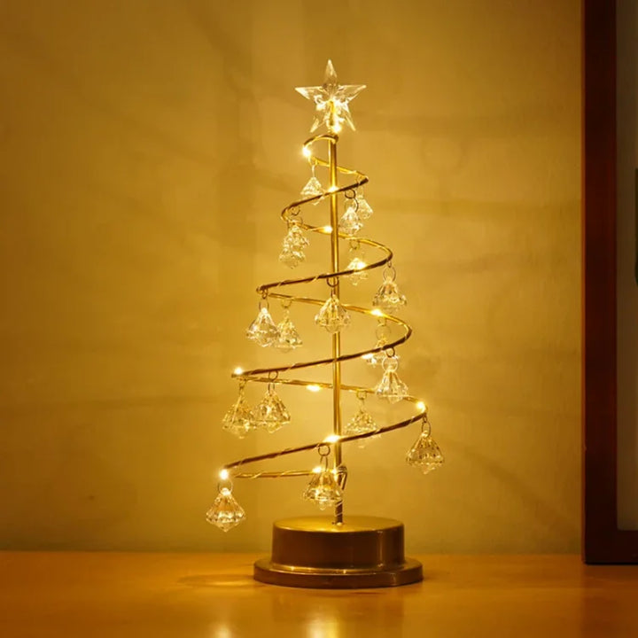 LED Spiral Julebordlampe med Krystal Accenter