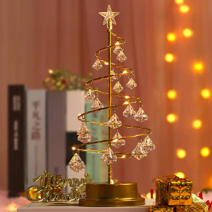 LED Spiral Julebordlampe med Krystal Accenter