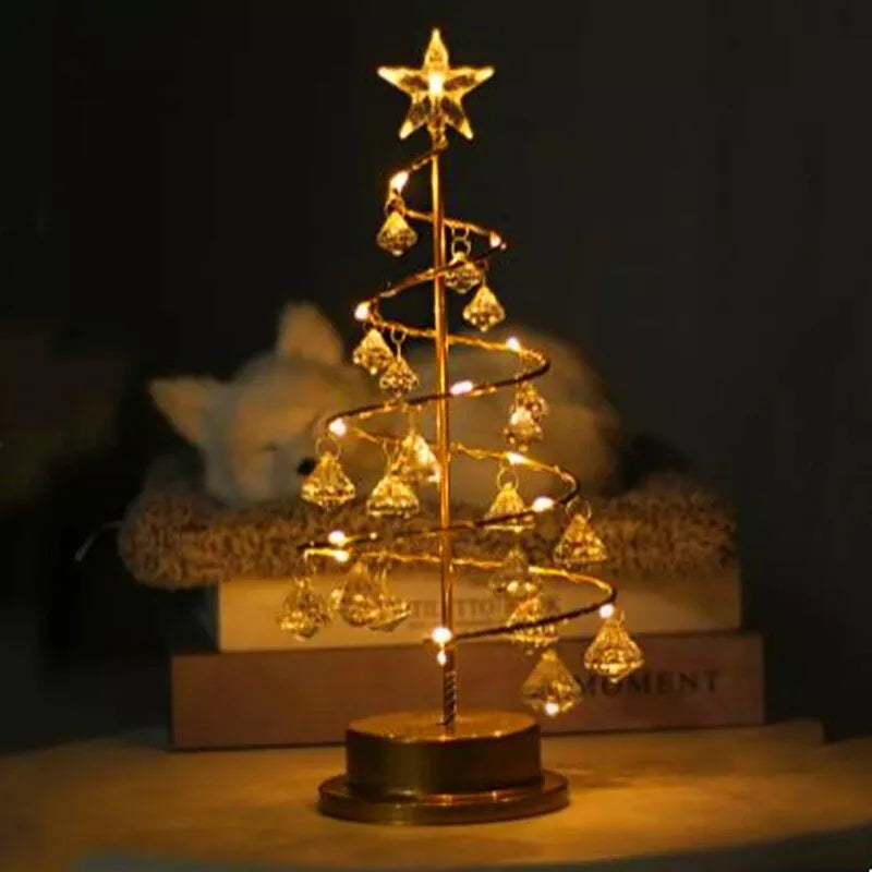 LED Spiral Julebordlampe med Krystal Accenter
