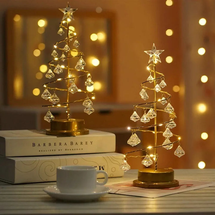 LED Spiral Julebordlampe med Krystal Accenter