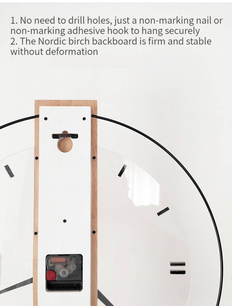 Solid Træ Vægur 40 cm med Stille Sweep Movement