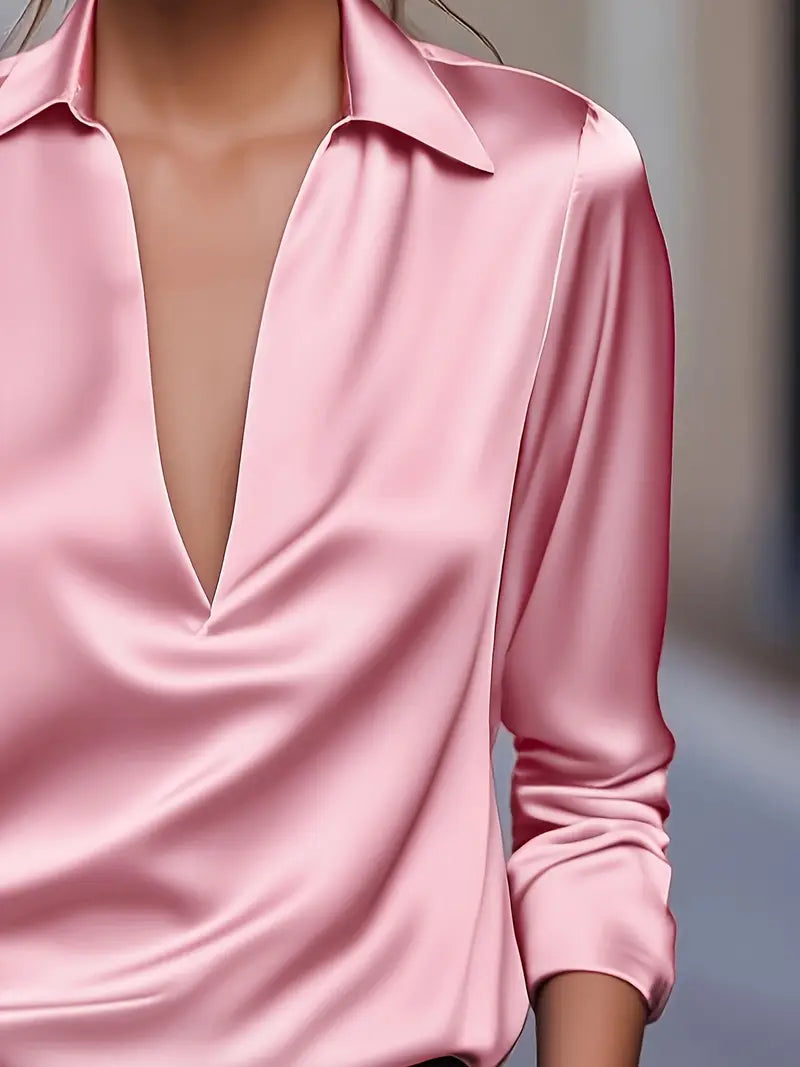 Eva™ | Luksus Satin V-Hals Bluse
