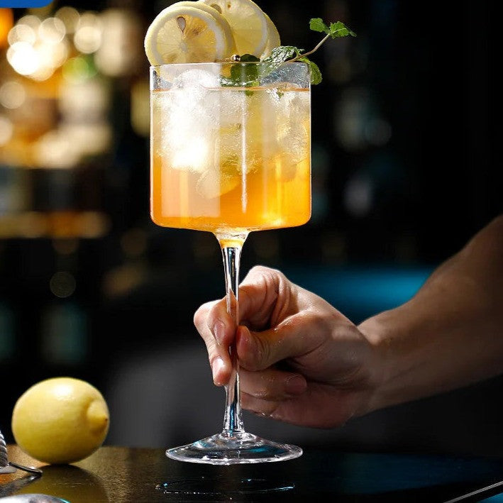 Firkantede Highball Glas i Krystal - Elegant Design med Sikkert Greb