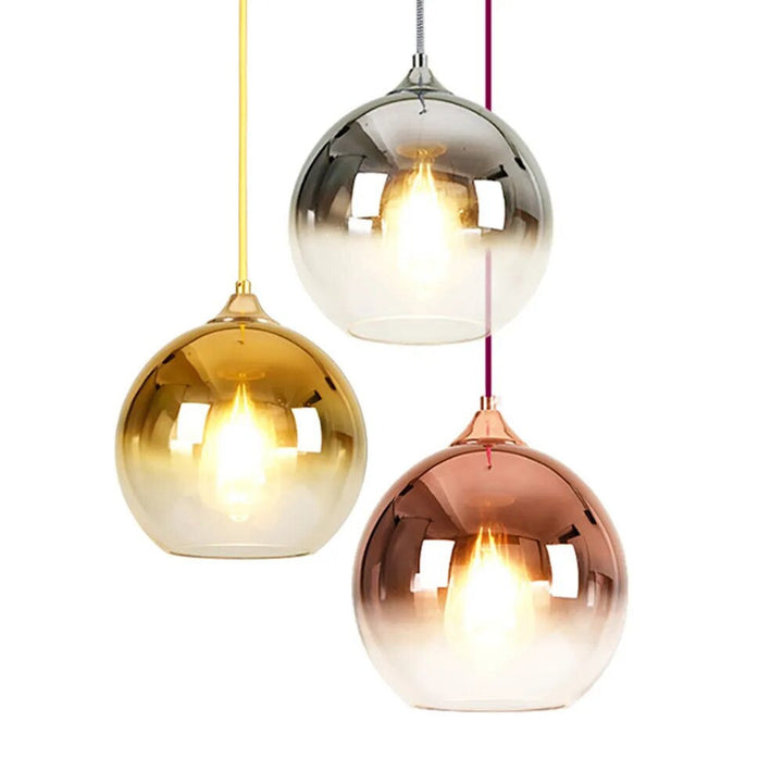 Kobber Finish Loftlampe i Glas med Sfærisk Design