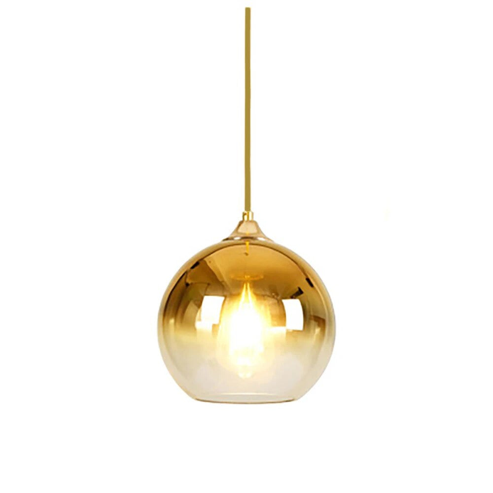 Kobber Finish Loftlampe i Glas med Sfærisk Design