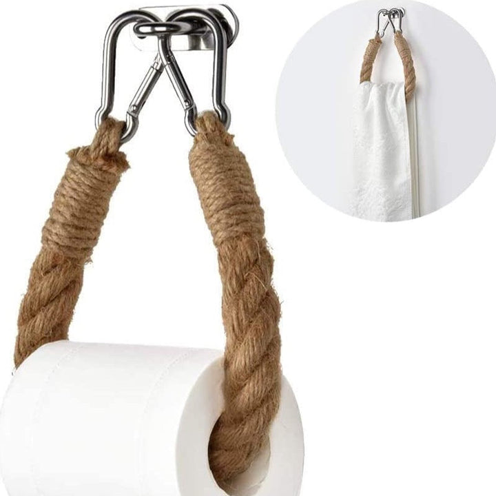 Vægmonteret Toiletpapirholder i Jute Snor med Rustfrit Stål