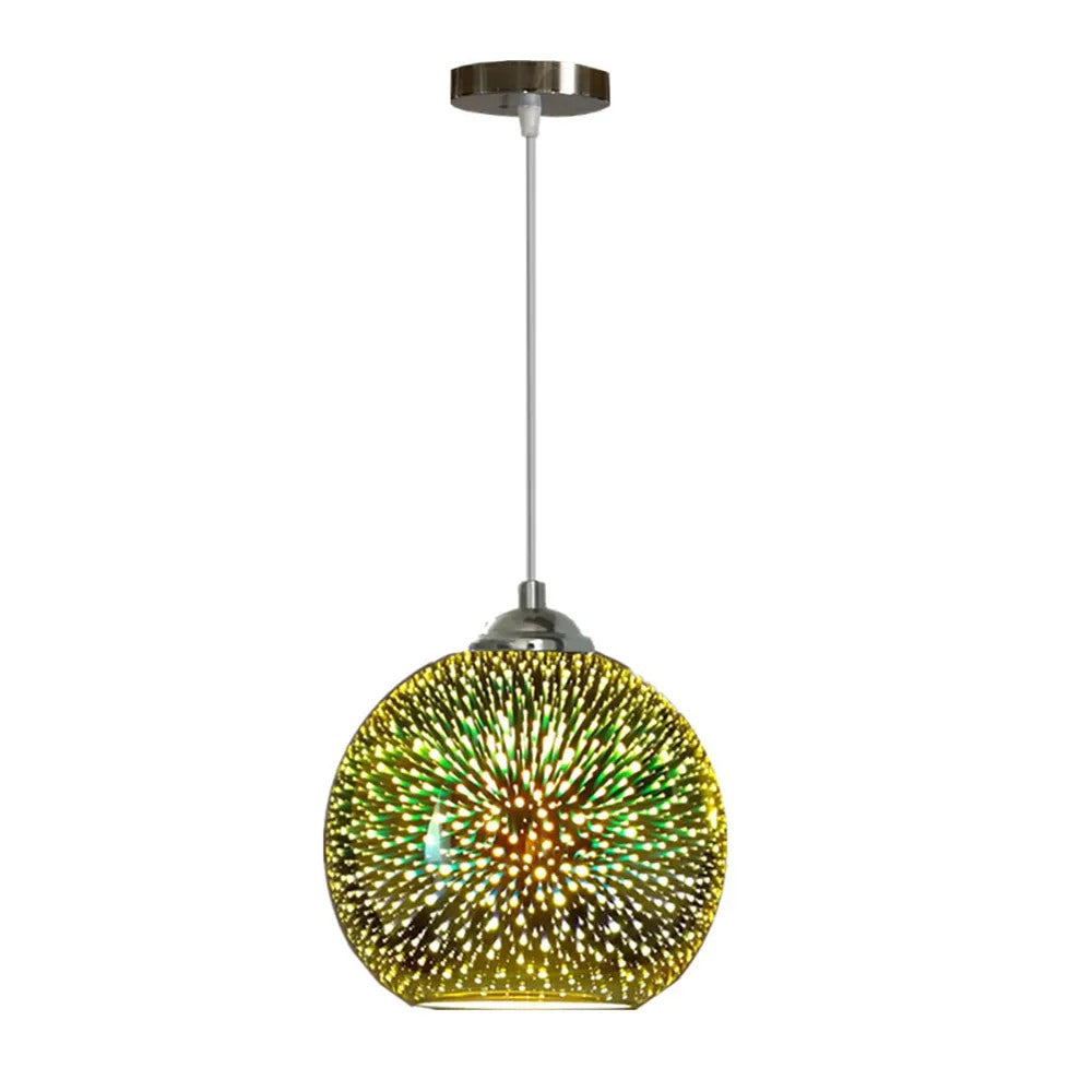 Perforeret Rund Pendellampe i Glas med Kobberfinish