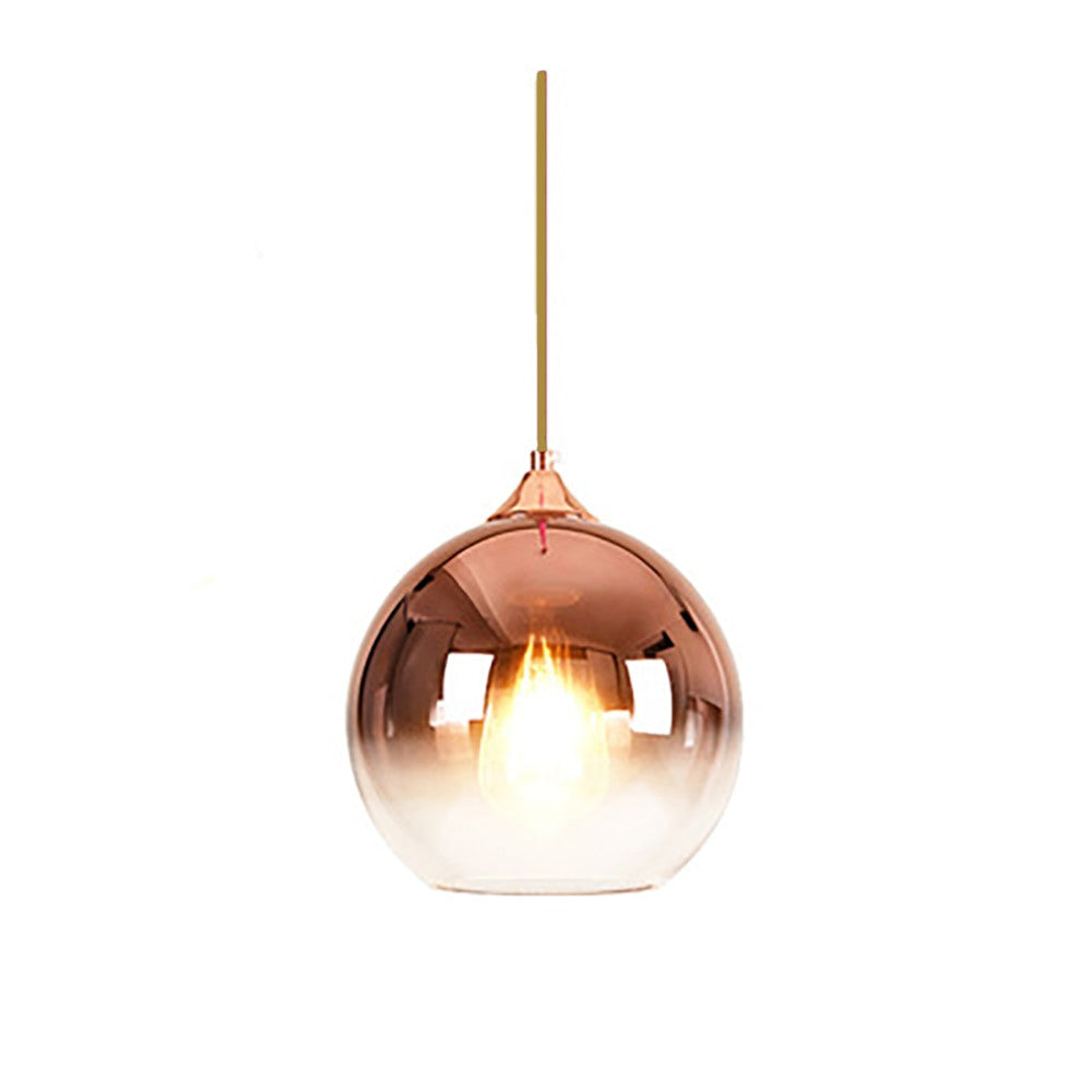 Kobber Finish Loftlampe i Glas med Sfærisk Design