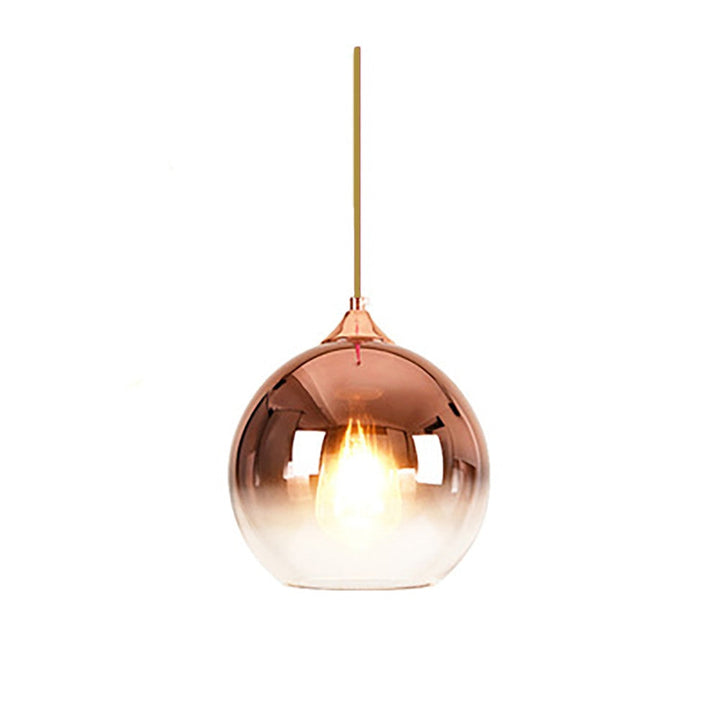 Kobber Finish Loftlampe i Glas med Sfærisk Design