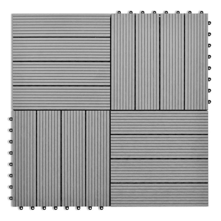 Grå Vandtætte WPC Terrassefliser 30x30 cm - 11 stk