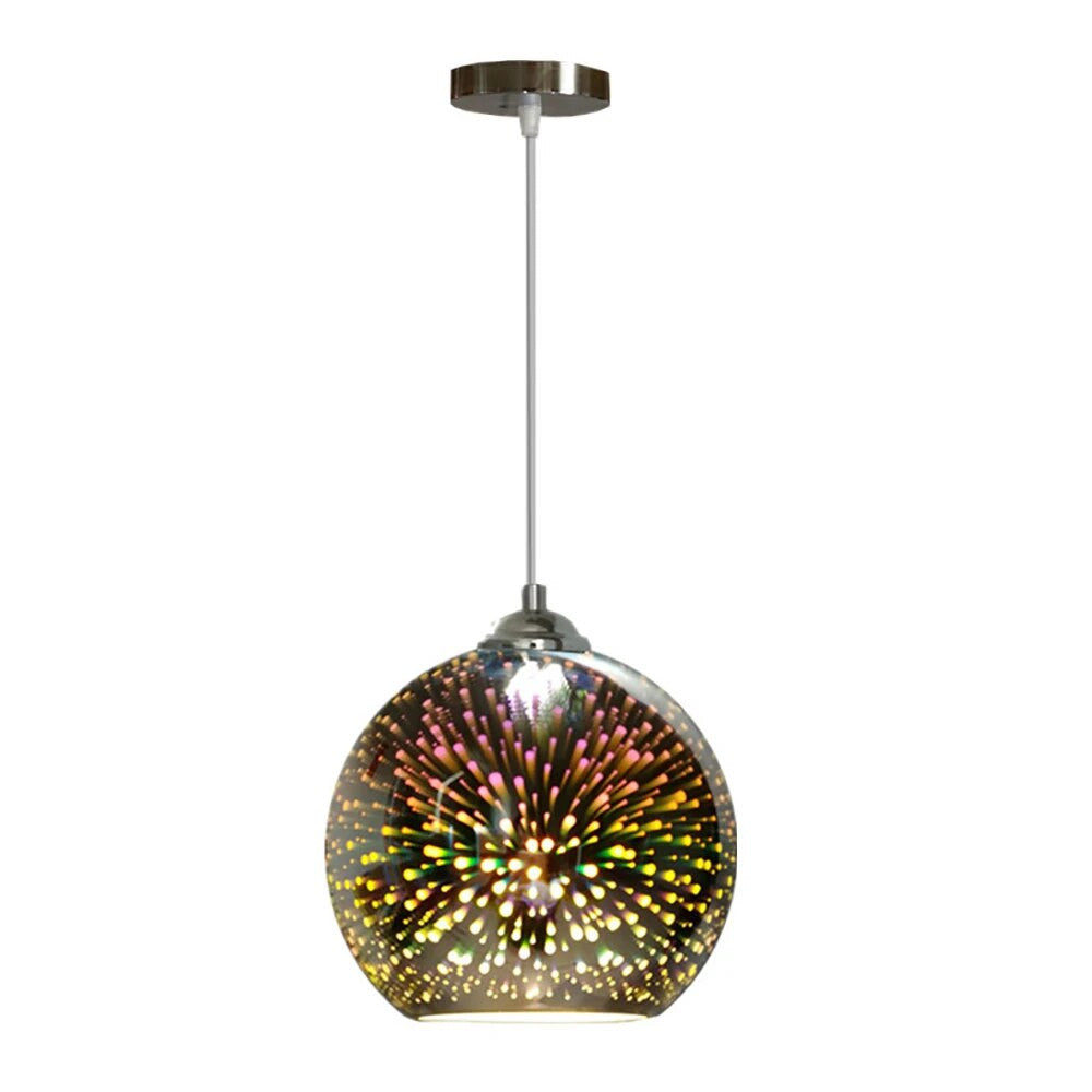 Perforeret Rund Pendellampe i Glas med Kobberfinish