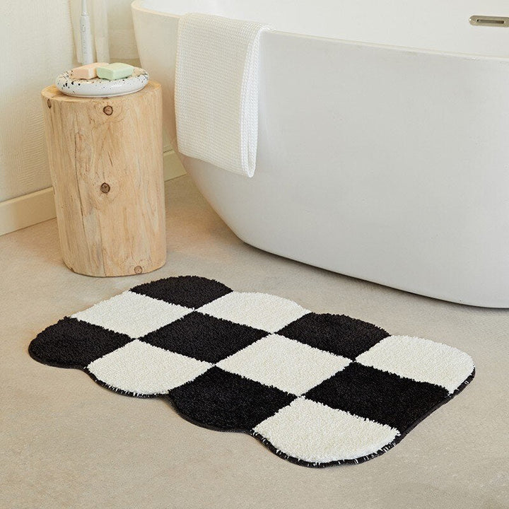 Skridsikker Fluffy Badeværelsesmåtte med Diamantdesign