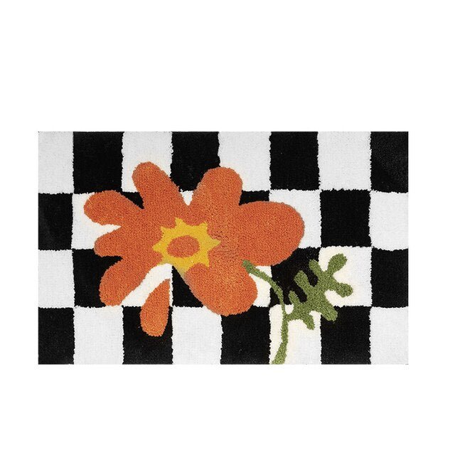 Skridsikker Fluffy Badeværelsesmåtte med Diamantdesign