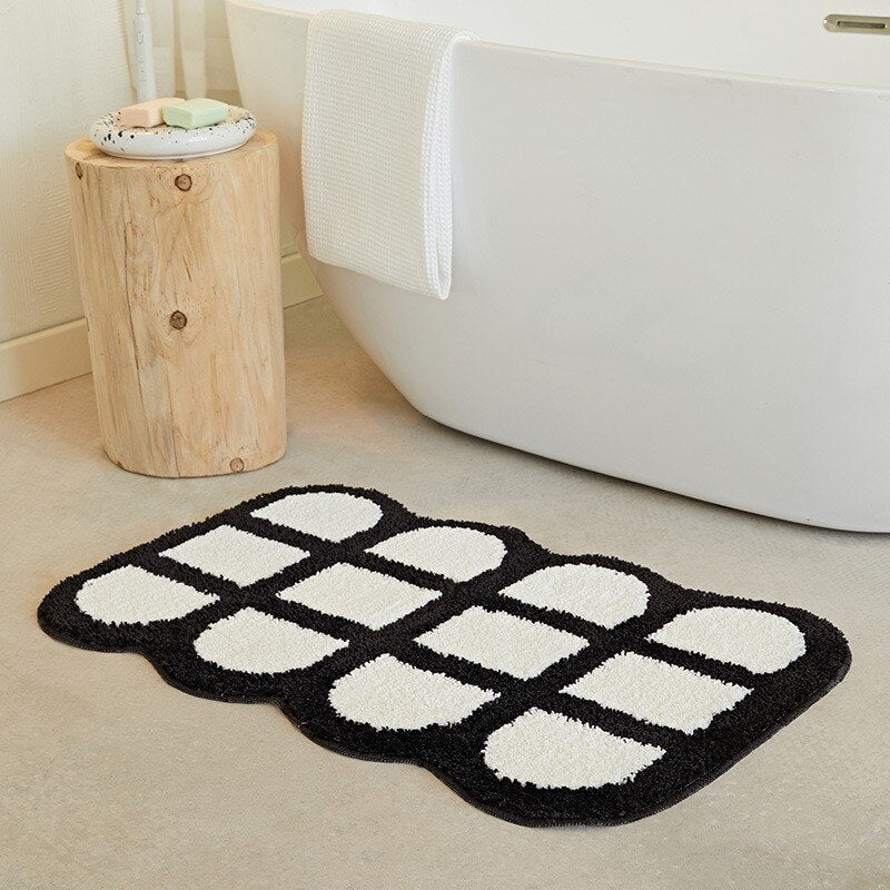Skridsikker Fluffy Badeværelsesmåtte med Diamantdesign