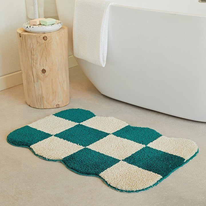 Skridsikker Fluffy Badeværelsesmåtte med Diamantdesign