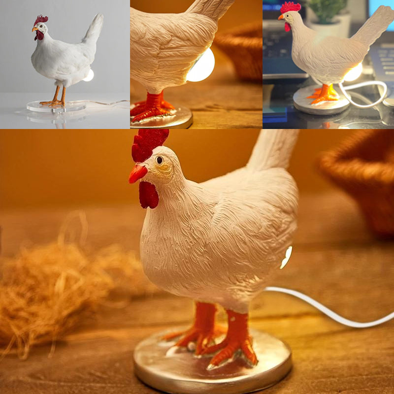 Høne- og Andebordlampe i Harpiks med USB-drift