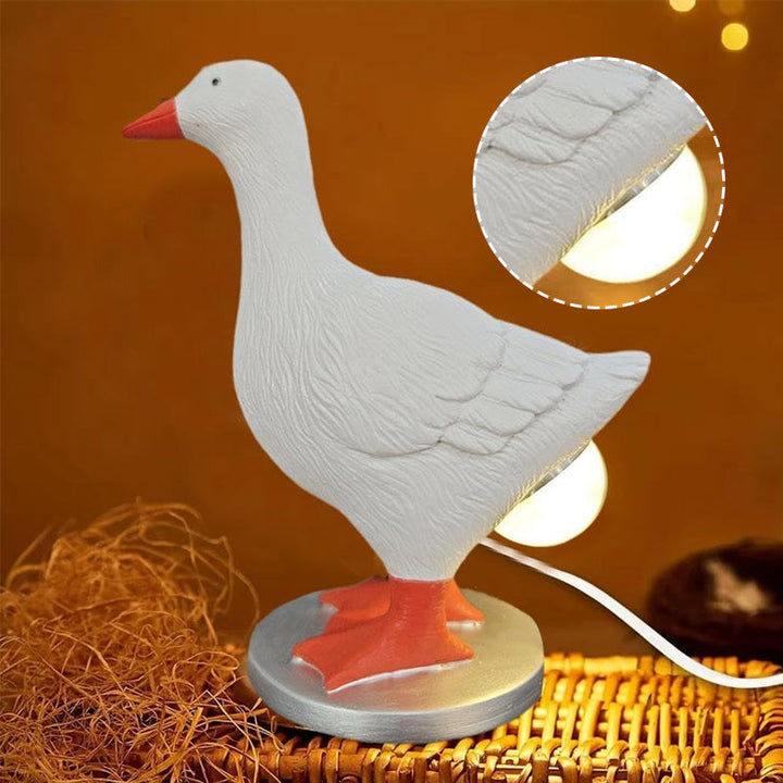 Høne- og Andebordlampe i Harpiks med USB-drift