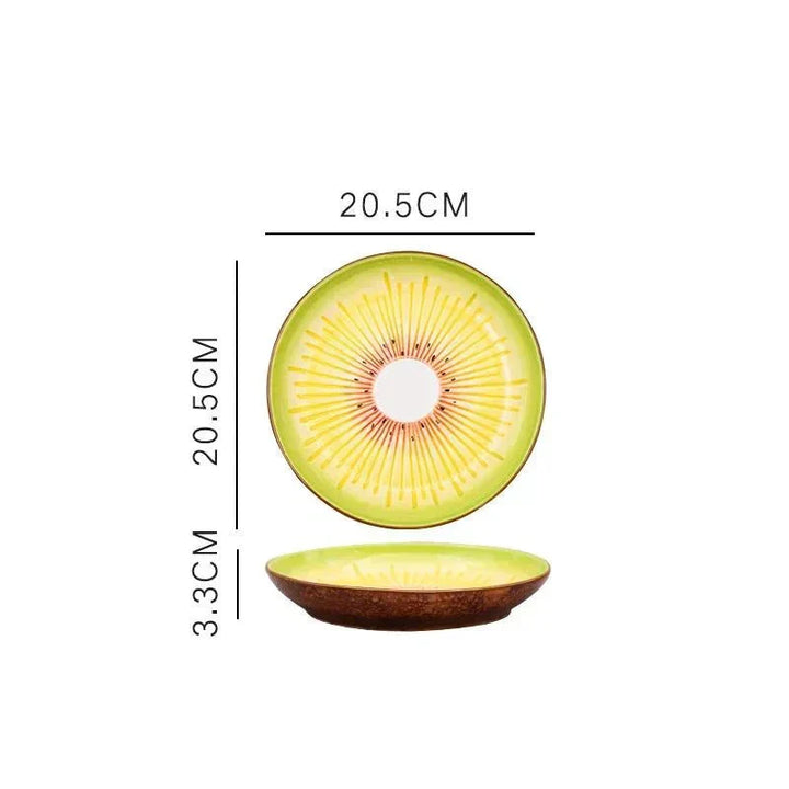 Keramisk Salatfad med Uregelmæssig Form og Frugtmotiv