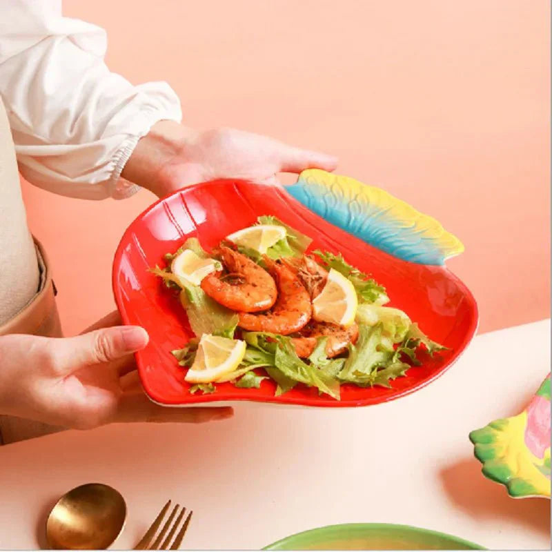 Uregelmæssig Keramisk Salat Tallerken med Frugtmotiver