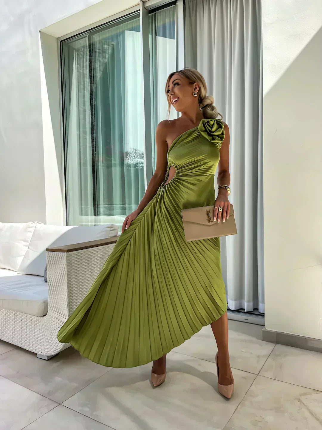 Charlotte | Kvinders Blomsterede Flowy Draperet Kjole Cocktail