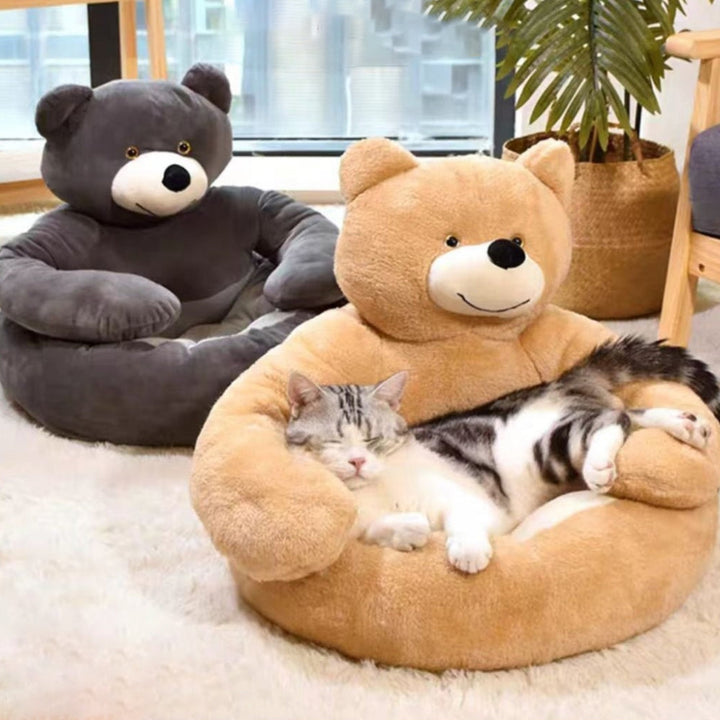 Aftageligt Kattebed i Blødt Kerseymere med Bamse Design