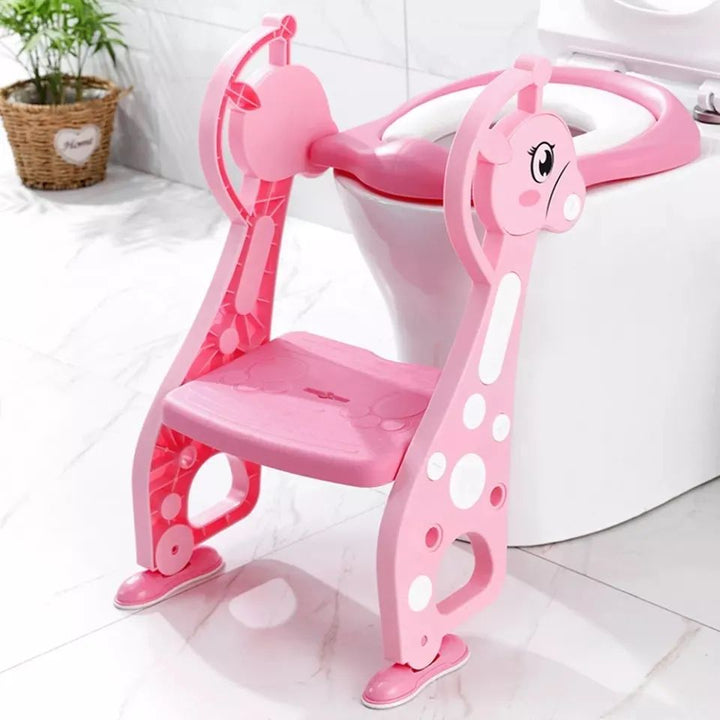 Børnevenlig Toiletstol med Trinbræt - Pink og Blå