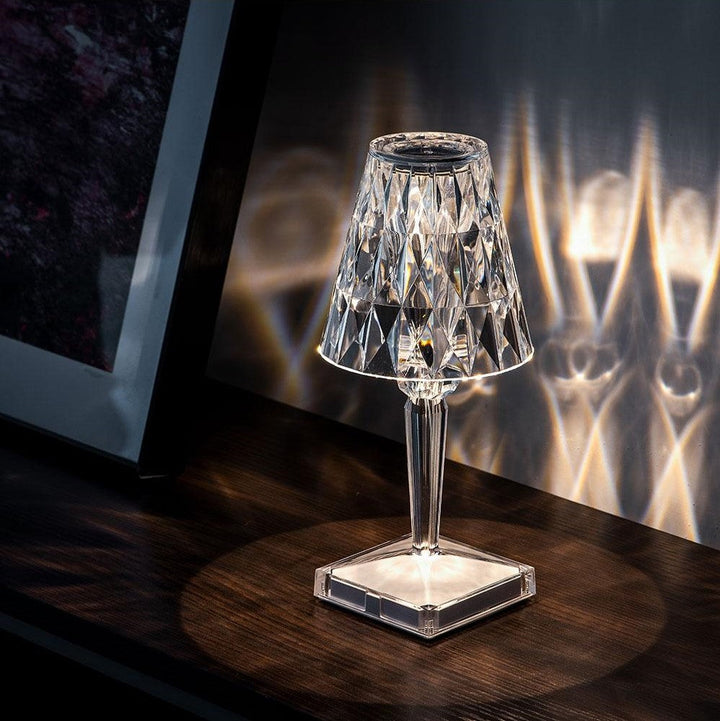 Genopladelig LED Bordlampe med Krystal Effekt og Berøringskontrol