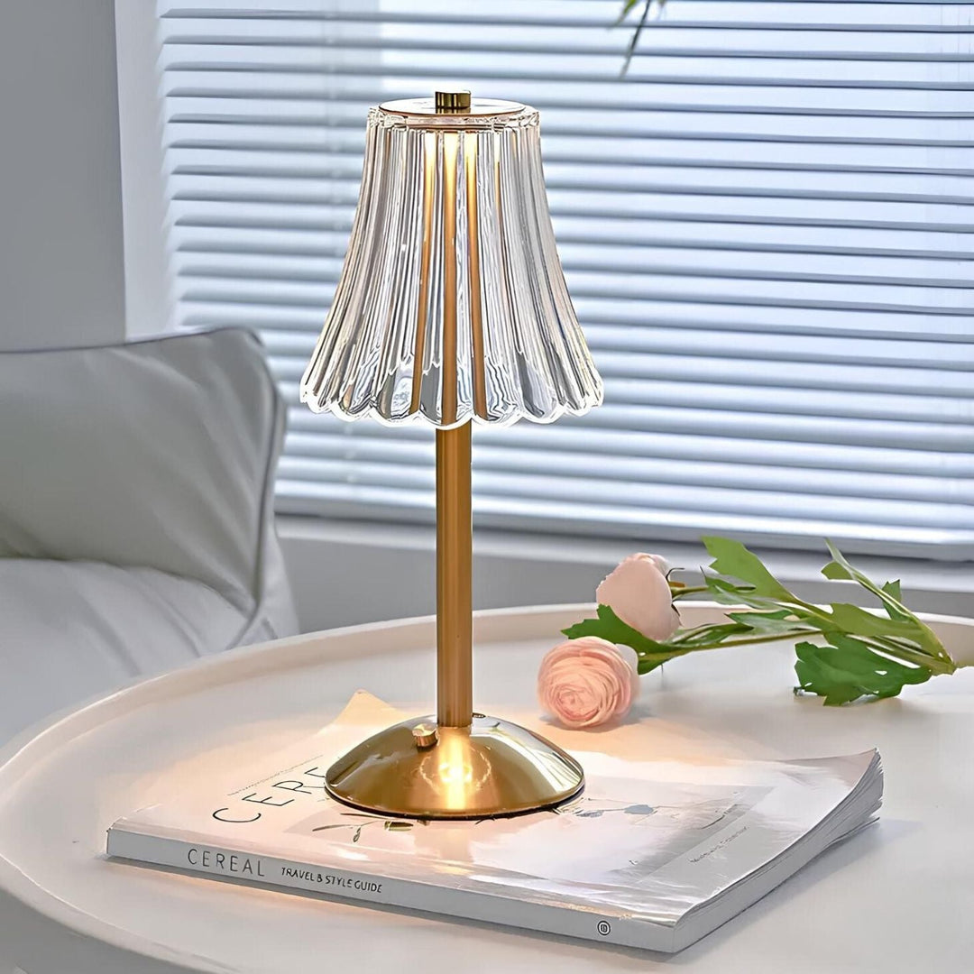 Genopladelig Touch Kontrol Bordlampe med Krystal Skærm