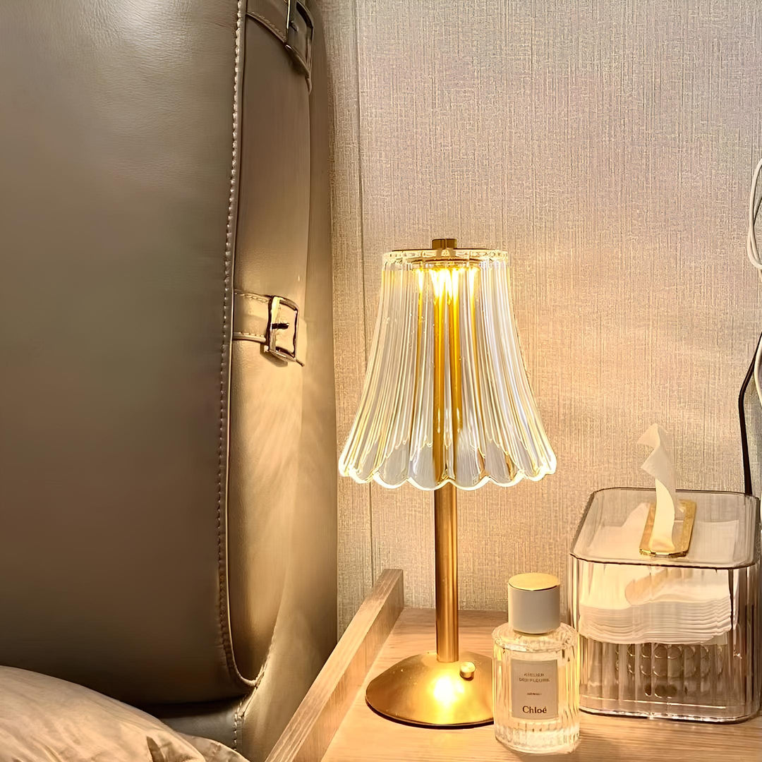 Genopladelig Touch Kontrol Bordlampe med Krystal Skærm