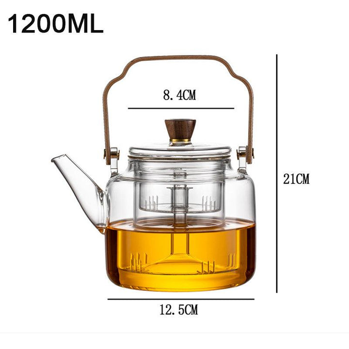 Røget Glas Teapot med Træhåndtag