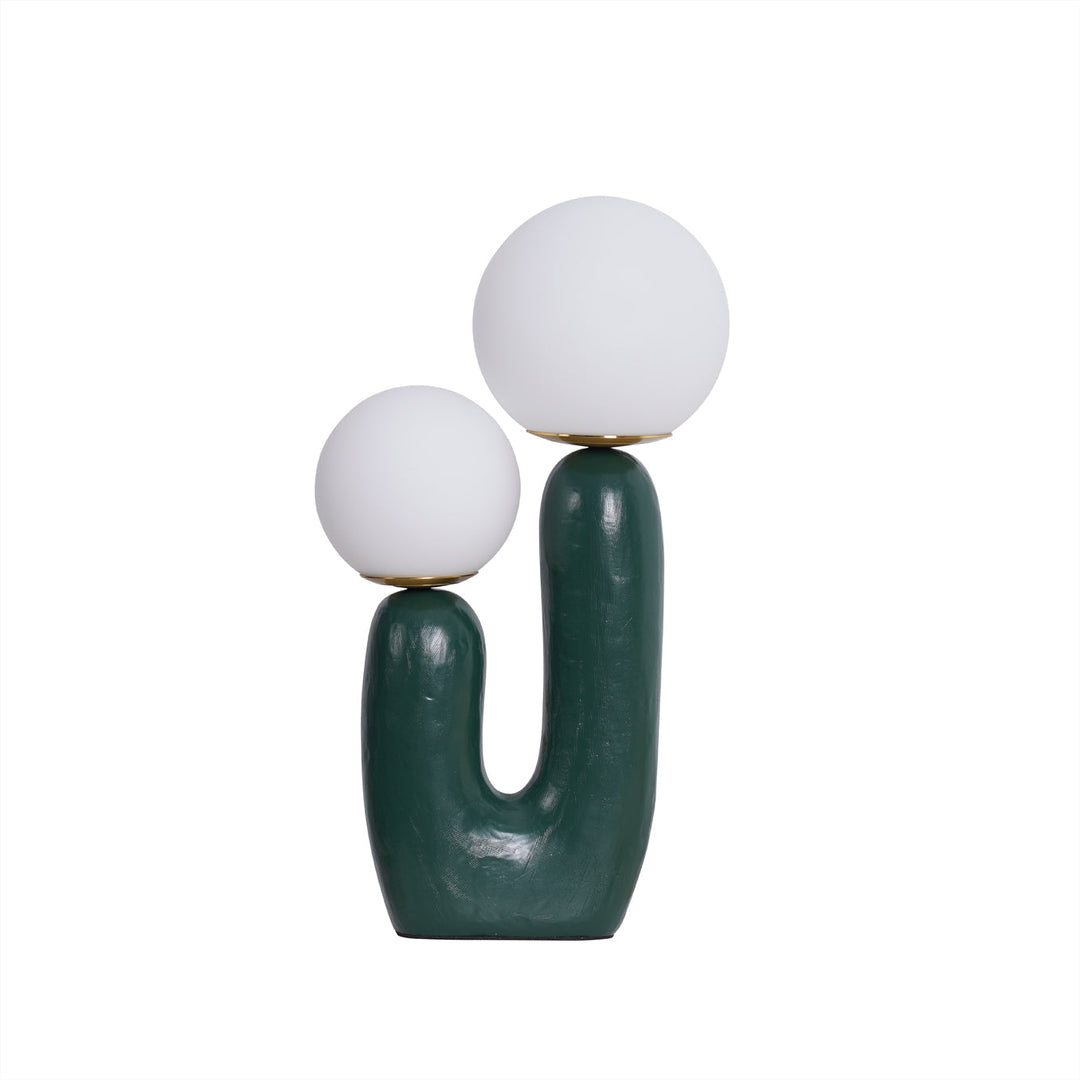 Moderne Bordlampe i Resin og Glas med Naturlige Detaljer