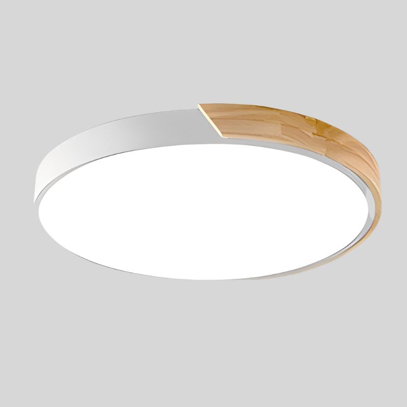 Træ Rund Loftlampe med Peberkage-design