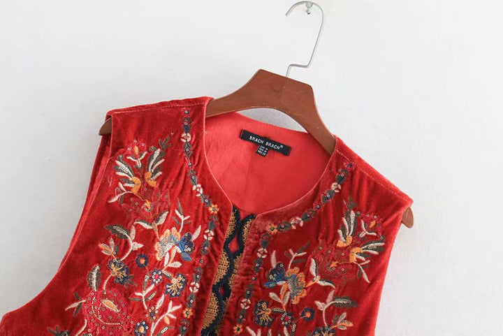 Velora™ | Floral Velvet Boho Vest