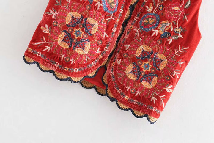 Velora™ | Floral Velvet Boho Vest