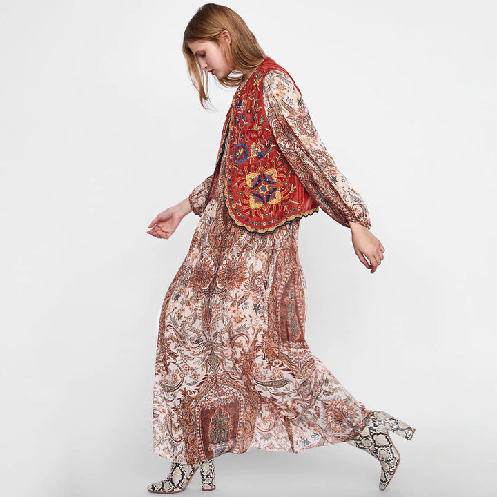Velora™ | Floral Velvet Boho Vest