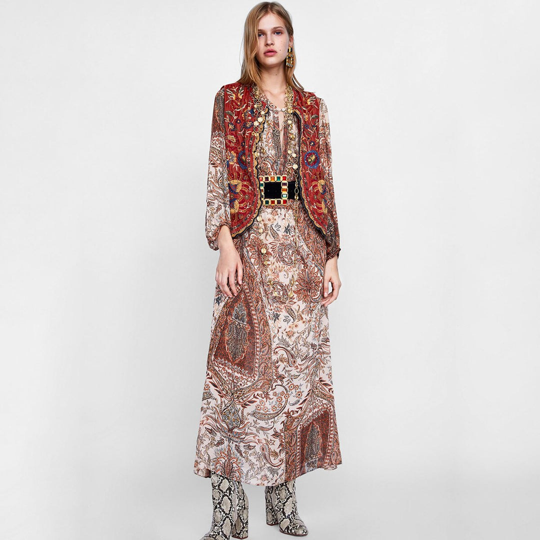 Velora™ | Floral Velvet Boho Vest
